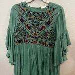 Umgee Embroidered Wide Sleeve Babydoll Tunic Top Green Small Garden Fairy Photo 1