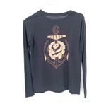 PacSun JETTY Crewneck Tattoo Rose Anchor Graphic Long Sleeve Side Slit TShirt Top Photo 1