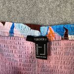 Forever 21 Cropped Strapless Colorful Top Size Medium Smocked Ruffle Orange Blue Photo 3