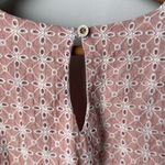 Saints & Hearts Blush Pink Boho Long Bell Sleeve Crop Peplum Deep V Neck Blouse Size L Photo 4