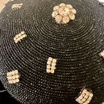 Nordstrom Italy Wide Brim Rhinestone Feather Church Wedding Formal Hat Black New Photo 2