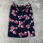 J.Crew Pencil Skirt Women Floral Print Career Office Wear Blue Pink Size 2 Photo 3