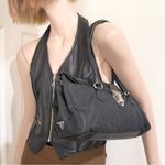 Prada Vintage Tessuto Black Nylon & Leather Push Lock Closure Shoulder Bag Photo 3