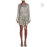 Free People  Silky Rillo Print Mini Shirtdress Navy Combo Photo 4