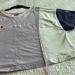 Champion ✨  Women’s Purple Color Block Crop Top Small Photo 9