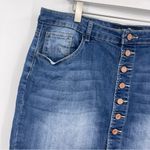 Indigo Rein Denim Button Up Distressed Mini Skirt Size 15 Photo 3