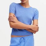 Madewell New Micro Rib Fitted Sweater Short Sleeve Tee NQ337 Celeste Blue XS Photo 6