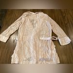 BCBG Maxazria Crushed Velvet Robe Wrap Dress long sleeve v neck almond pink L Photo 3