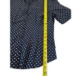 Jones New York  Women Size Medium Polka Dot Shirt Blue Collared Cotton 20-856 Photo 5