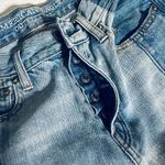 American Eagle  Vintage High Rise Cotton Two Tone Frayed Hem Button Fly Jeans Photo 8