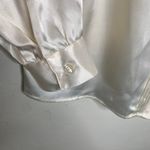 Jaclyn Smith VIntage NWT Satin Pleat Front Embroidered Placket Blouse IVory Sz 12 Photo 8