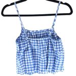 Unique Vintage NLT  Womens Retro Style Blue & White Gingham Crop Top S Photo 3
