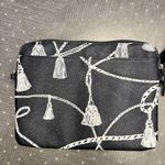 Chico's Black Navy Blue Tassel Cosmetic Travel Tablet Tech Handbag Clutch NWT Photo 6