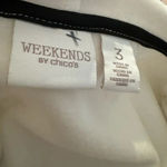 Weekend's By Chico's White/Black piping asym zip fleece vest with Hood 3/L White Size L Photo 5