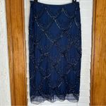French Connection |Navy Blue Embellished Beaded Lace Midi Skirt Size 4 Photo 5