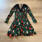Anthropologie NWT  Black Red Floral Lacy V-Neck Mini Dress Size 2 Photo 5