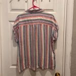 Orvis  Classic Collection Womens XL Striped Short Sleeve Button Down‎ Shirt Linen Photo 5