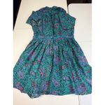 Vintage Phool Paisley Midi Dress Teal Purple Mock Neck Short Sleeve India M Green Size M Photo 8