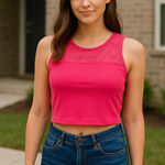 Aeropostale Crop Top Map to Mars Pink Lace Photo 0