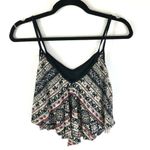 Angie Crop Top Flowy Goemetric Striped Boho Sleeveless V Neck Beige Black Size S Photo 1