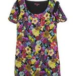 Betsey Johnson Y2k Multi Color Floral Print Short Sleeve Silk Mini Dress Size 4 Photo 0