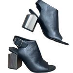 Alexander Wang Nadia Leather Cut Out Peep Toe Silver Heel Shoes Size 8 Photo 0