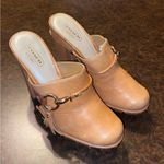 Coach Rana Tan Leather Mule/Clog Heels With Tassel Platform Shoes - size 7 Photo 1