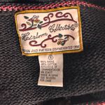 Vintage Embroidered Sweater S 3D Roses Feminine Romantic Beaded Oversized Black Photo 5