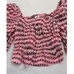 Open Edit  Blouse Size S Patterned Smocked Puff Sleeve Square Neck Boho Photo 2