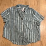 Arden B Split Neck Blue Stripe Button Photo 0