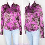 Linda Allard Ellen tracy silk floral print purple shirt, size Petite 2 Photo 1