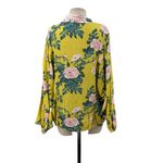 Anthropologie ‎ Elma Kimono Top Open Front Rose Floral Print Yellow One Size Photo 7