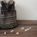 Democracy  Gray/Multi Boho Western FLEECE 1-Button DRAPED Fringe HOODED VEST Sz M Photo 1