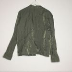Chico's 3/$15 Chico’s Open Front Smocked Jacket Green Satin Collarless Womens Size S Photo 1