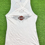 Retro Harley Davidson Tank Top Med. White Crystals Wings Red Rock Las Vegas USA Photo 0