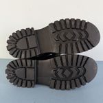 Steve Madden Cleo Black Leather Chunky Lug Sole Curb Chain Ankle Boots Photo 8