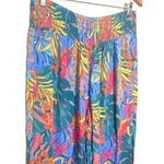 Kona Sol Leaf Print Multicolor Smocked Waist Side Slit Flowy Beach Pants Boho M Photo 7