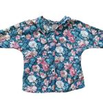 Krazy Kat Vintage 90s Floral Button Up Shirt Blue Pink Green Peter Pan Collar Cottagecore Photo 10