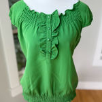 Banana Republic Factory Emerald Kelly Green Ruffle Front Blouse Top Size XS Photo 0