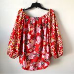 Free People  Gardenia Off The Shoulder Tunic Mini Dress Red Floral S Photo 6