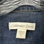Coldwater Creek  Denim Jean Jacket Tweed Trim Boho Stretch Button Down Women's 16 Photo 3
