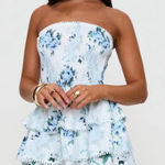 Princess Polly  Blue and White Strapless Dress Photo 0