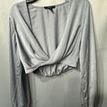 Forever 21  Blue/Silver Satin Wrap Crop Top Size Medium Photo 0