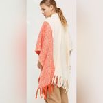 Urban Outfitters  Nubby Ruana Shawl Pancho Wearable Scarf ivory Orange Tassels Photo 1