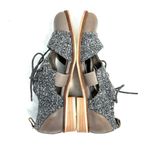 Mixed Media Tweed Lace Up Leather Loafers Shoes Size 6 Gray Photo 4