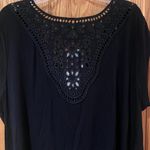 Daniel Rainn Daniel Rainn Cowl Neck Cap Sleeve Eyelet Lattice Back Yoke Top in Black Size 3X Photo 6