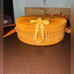 Round Woven Tan Crossbody Bag Photo 5