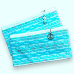 Set of 2 Teal Lace on White Linen Purse Organizer Makeup Bag NEW with tags Photo 0