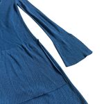 Free People Long-Length Teal Blue Criss Cross Pullover Sweater Bell Sleeves XS Photo 3