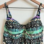 st. john's bay St. John’s Bay Black Green Geometric Tankini Top Women's 12 Photo 2